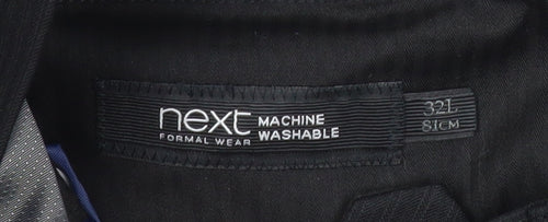 Next Men's Black Wool Blend 32L Formal Dress Trousers