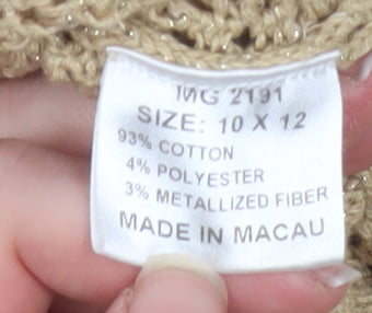 Kathryn C Womens Beige Cowl Neck Open Knit Pullover Jumper Size M