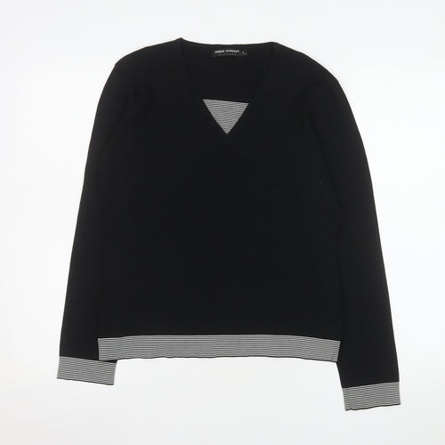 Debbie Morgan Women’s Black Wrap Knit Top Size L Viscose Blend Long Sleeve