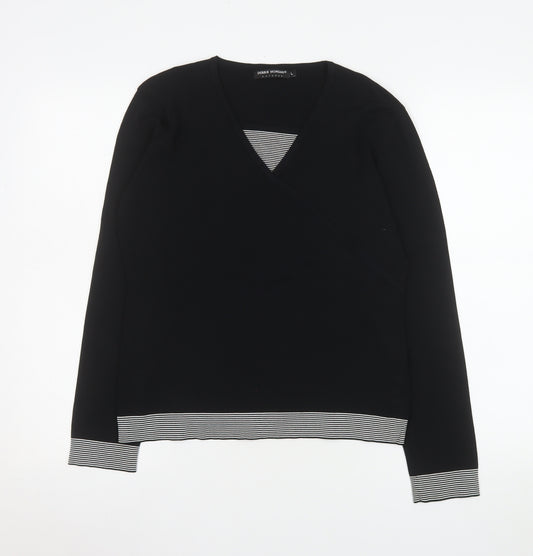 Debbie Morgan Women’s Black Wrap Knit Top Size L Viscose Blend Long Sleeve