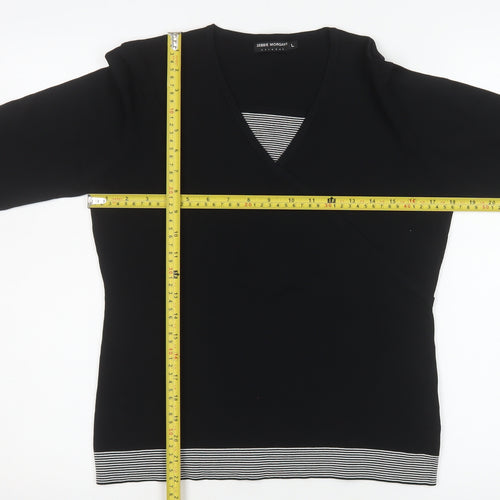 Debbie Morgan Women’s Black Wrap Knit Top Size L Viscose Blend Long Sleeve
