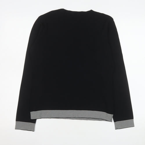 Debbie Morgan Women’s Black Wrap Knit Top Size L Viscose Blend Long Sleeve