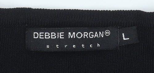 Debbie Morgan Women’s Black Wrap Knit Top Size L Viscose Blend Long Sleeve