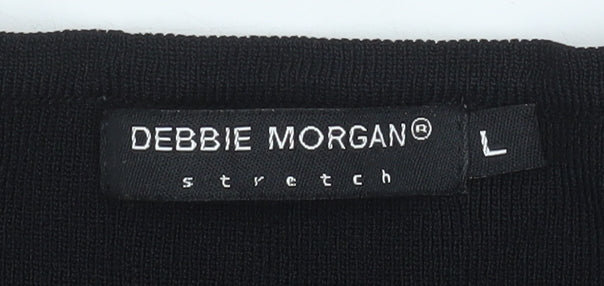 Debbie Morgan Women’s Black Wrap Knit Top Size L Viscose Blend Long Sleeve
