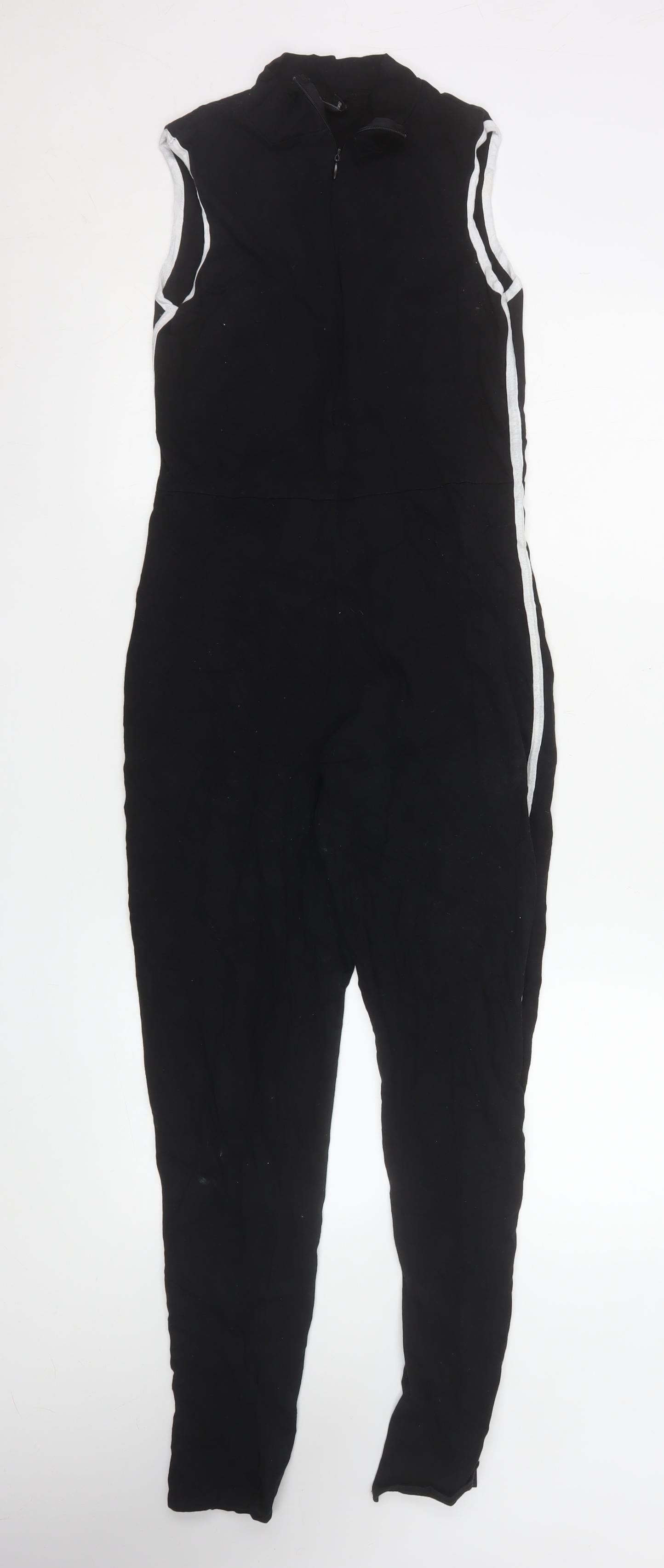 PrettyLittleThing Women Black Cotton Bodycon Jumpsuit UK 10