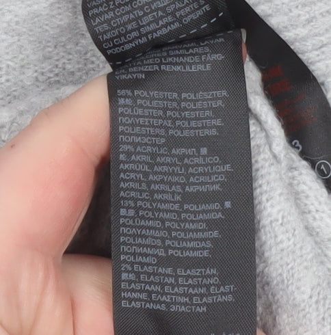 JD Williams Women Grey Cardigan Size 16/18 Button Front Ruffle Collar Knit