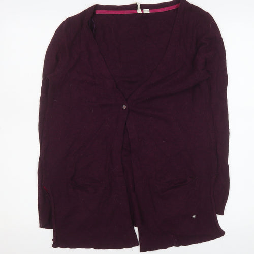 White Stuff Women's Purple Wool Blend V-Neck Cardigan Size 10