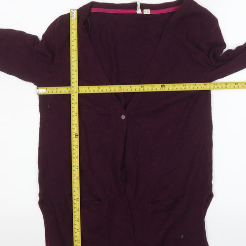 White Stuff Women's Purple Wool Blend V-Neck Cardigan Size 10