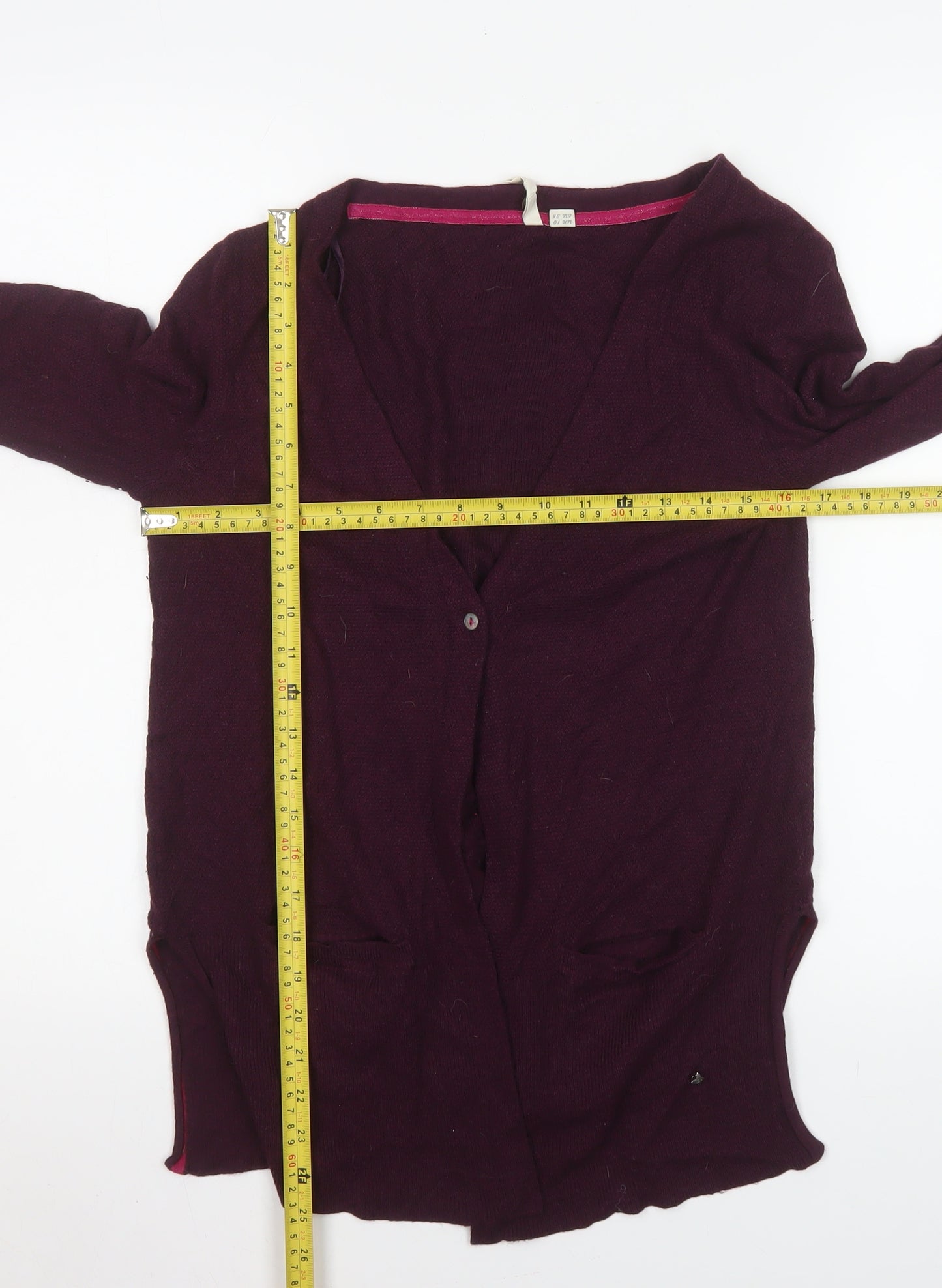 White Stuff Women's Purple Wool Blend V-Neck Cardigan Size 10