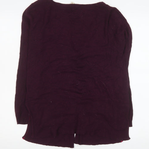 White Stuff Women's Purple Wool Blend V-Neck Cardigan Size 10
