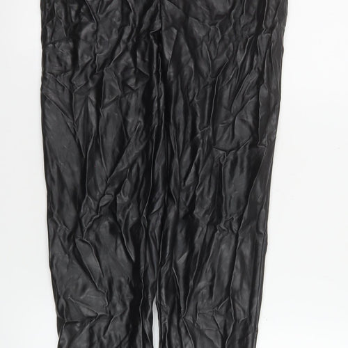 Missguided Tall Black Faux Leather High Rise Skinny Trousers Size 10