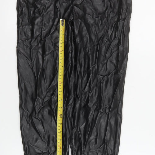 Missguided Tall Black Faux Leather High Rise Skinny Trousers Size 10