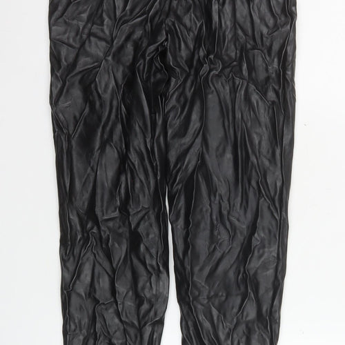 Missguided Tall Black Faux Leather High Rise Skinny Trousers Size 10