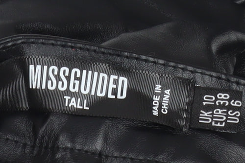 Missguided Tall Black Faux Leather High Rise Skinny Trousers Size 10