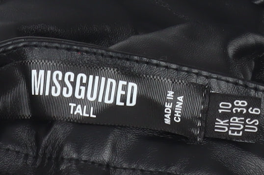 Missguided Tall Black Faux Leather High Rise Skinny Trousers Size 10