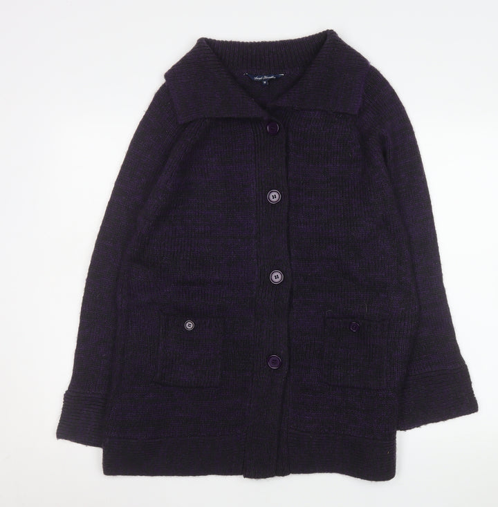 Sarah Hamilton Women's Purple Collared Button Knit Cardigan M