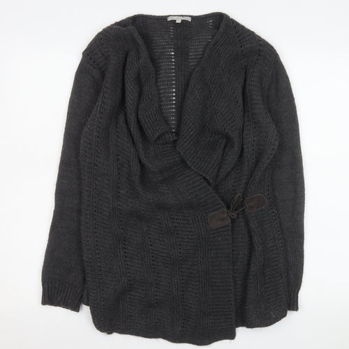 Marks and Spencer Women Grey Open Knit Cardigan M Relaxed Fit