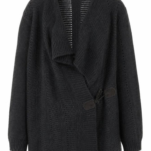 Marks and Spencer Women Grey Open Knit Cardigan M Relaxed Fit