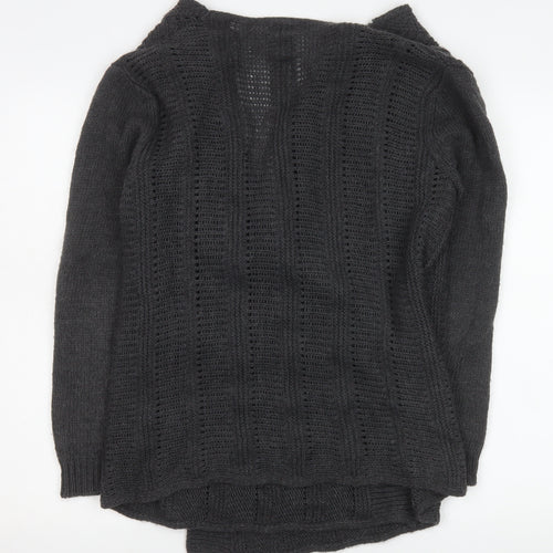 Marks and Spencer Women Grey Open Knit Cardigan M Relaxed Fit