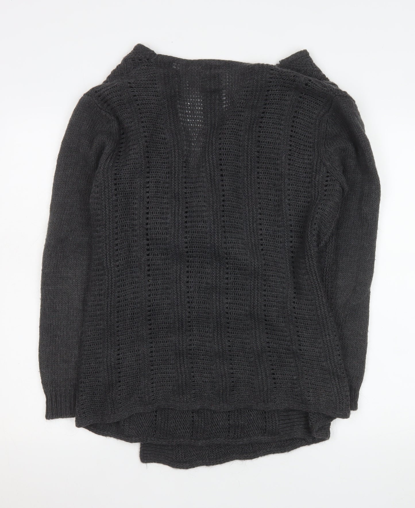 Marks and Spencer Women Grey Open Knit Cardigan M Relaxed Fit
