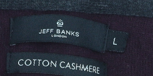 Jeff Banks Men's Red V-Neck Cotton Cashmere Pullover Sweater Size L