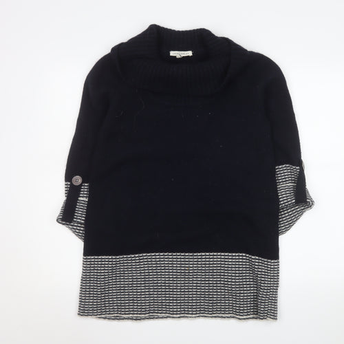 Laura Ashley Women's Navy Roll Neck Wool Blend Jumper Size 12