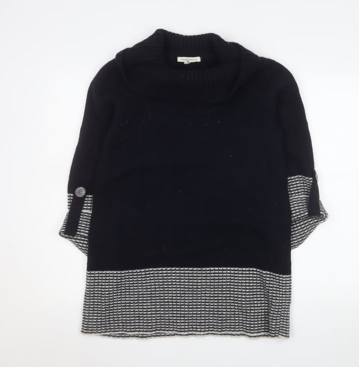 Laura Ashley Women's Navy Roll Neck Wool Blend Jumper Size 12