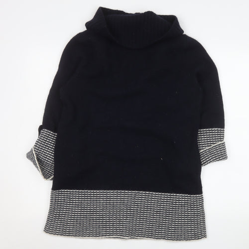 Laura Ashley Women's Navy Roll Neck Wool Blend Jumper Size 12