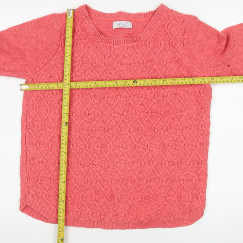 Marks and Spencer Women Pink Cable-Knit Long Sleeve Cotton Jumper Size 12