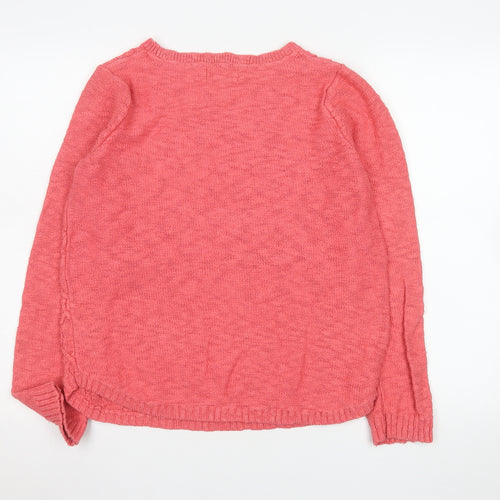 Marks and Spencer Women Pink Cable-Knit Long Sleeve Cotton Jumper Size 12