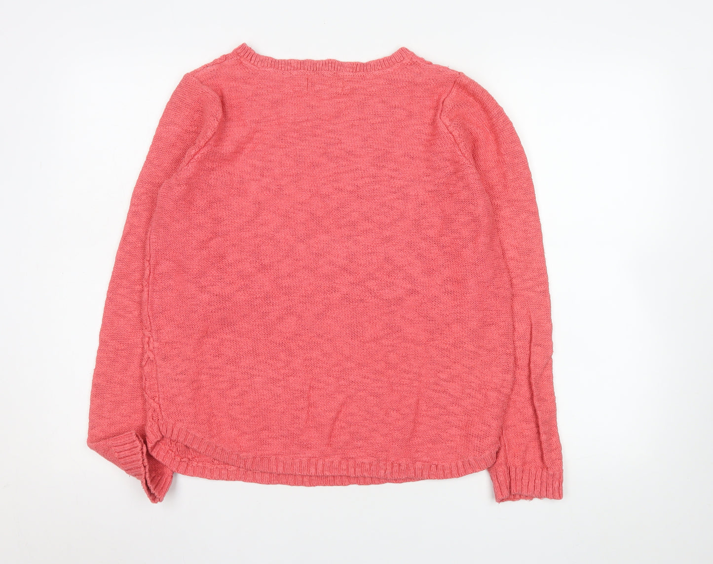 Marks and Spencer Women Pink Cable-Knit Long Sleeve Cotton Jumper Size 12