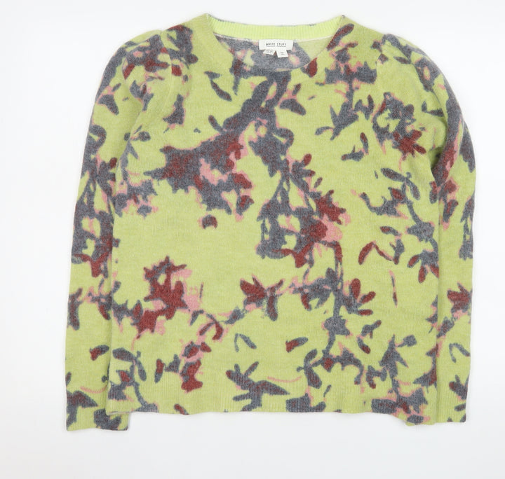 White Stuff Women Green Floral Wool Blend Pullover Sweater UK 12