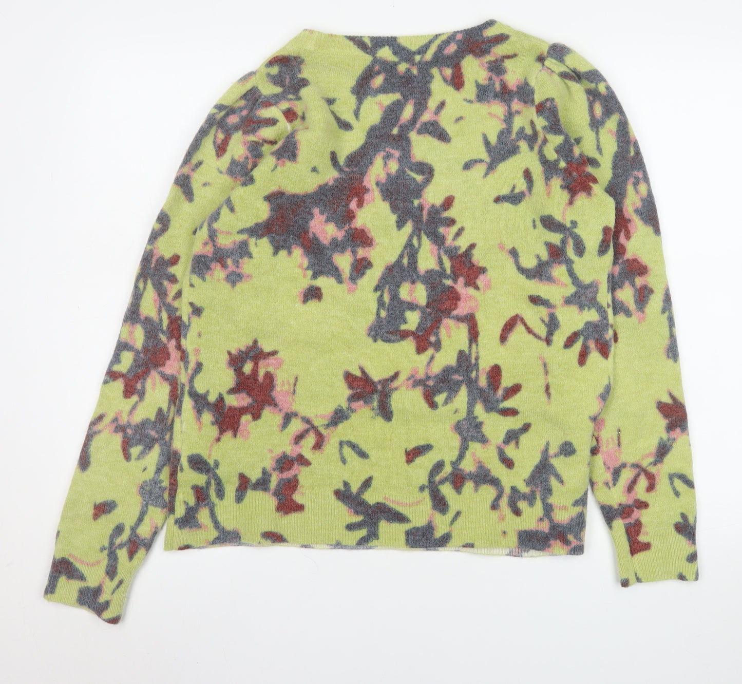 White Stuff Women Green Floral Wool Blend Pullover Sweater UK 12