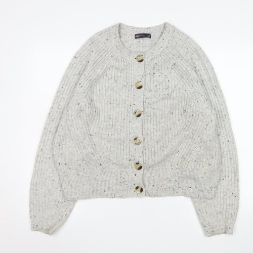 Marks and Spencer Women’s Grey Ribbed Button Cardigan Size L