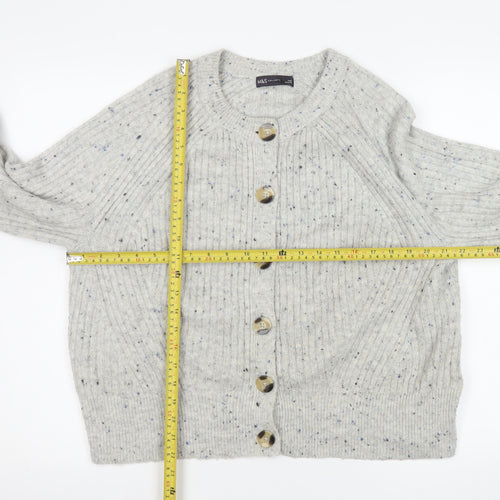 Marks and Spencer Women’s Grey Ribbed Button Cardigan Size L