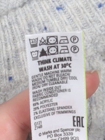 Marks and Spencer Women’s Grey Ribbed Button Cardigan Size L