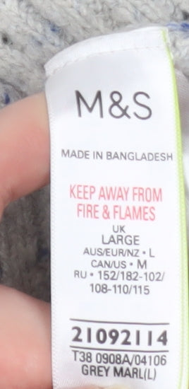 Marks and Spencer Women’s Grey Ribbed Button Cardigan Size L