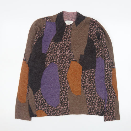 Nümph Womens Multicoloured XS Geometric Wool Blend Pullover Jumper
