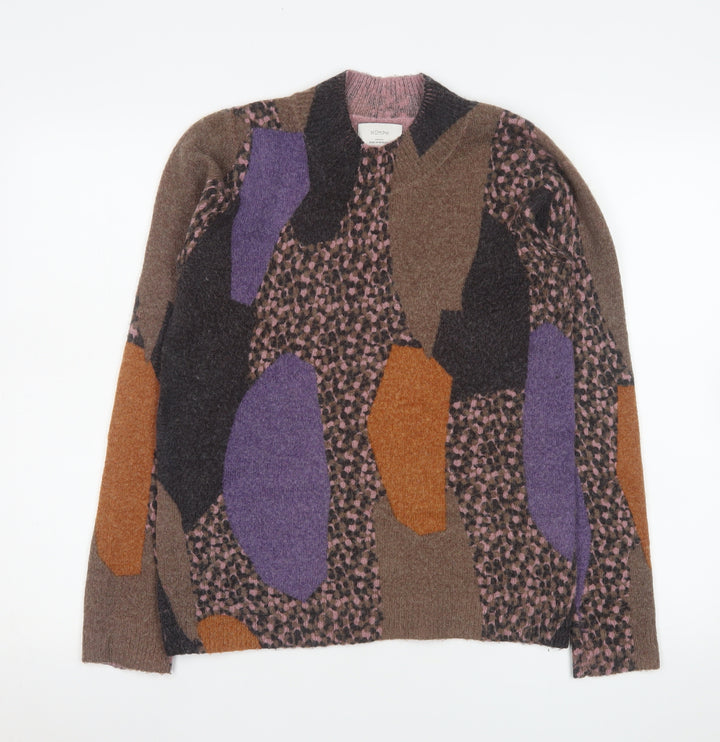 Nümph Womens Multicoloured XS Geometric Wool Blend Pullover Jumper