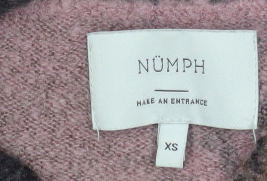 Nümph Womens Multicoloured XS Geometric Wool Blend Pullover Jumper