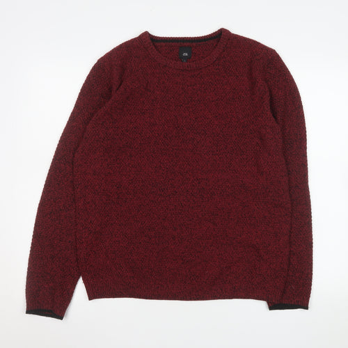 River Island Men's Red Knit Crew Neck Jumper Size L