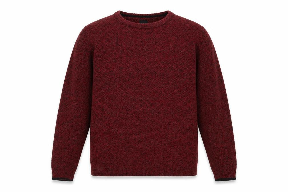 Front view of River Island Men's Red Knit Crew Neck Jumper, size L
