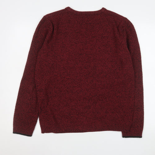 River Island Men's Red Knit Crew Neck Jumper Size L