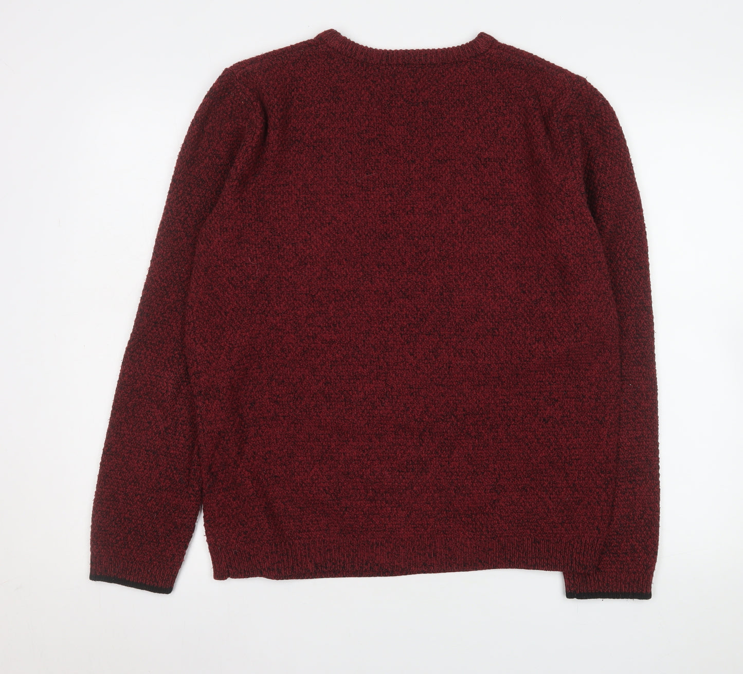 River Island Men's Red Knit Crew Neck Jumper Size L