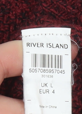 River Island Men's Red Knit Crew Neck Jumper Size L