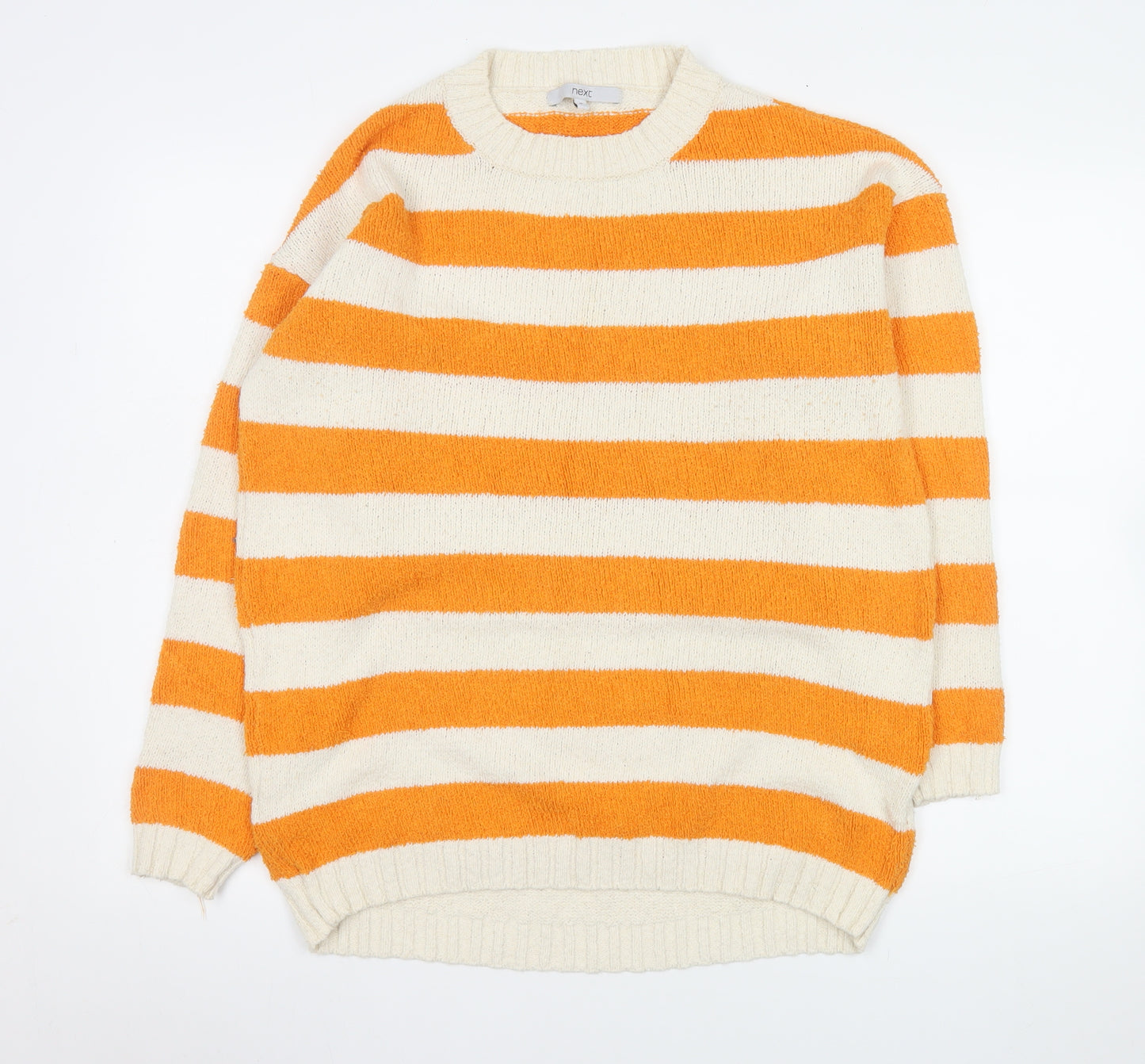 Next Men’s Orange Ivory Striped Cotton Jumper M Crew Neck