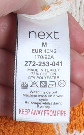 Next Men’s Orange Ivory Striped Cotton Jumper M Crew Neck