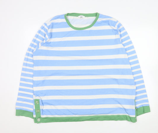 Isle Women Blue White Striped Long Sleeve T-Shirt XL Relaxed Fit Casual Top