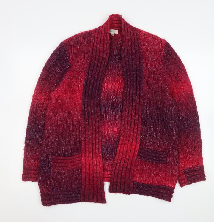 CC Petite Women's Red Wool Blend Open Cardigan L