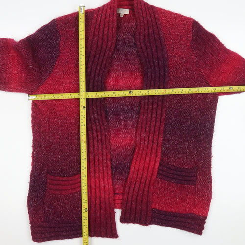 CC Petite Women's Red Wool Blend Open Cardigan L